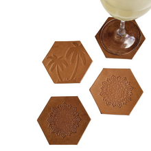 Load image into Gallery viewer, Ready to Ship Leather Mandala Coasters - Set of 4
