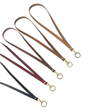 Load image into Gallery viewer, Ready to Ship Leather Lanyard • Black with Antique Brass Hardware
